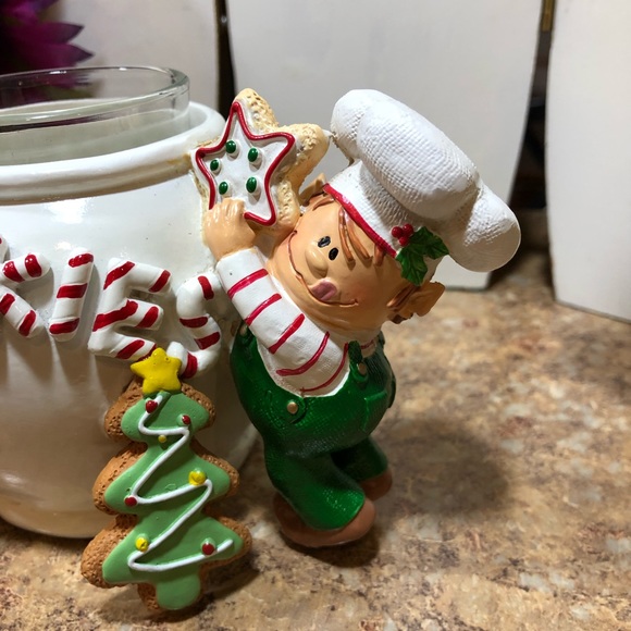 2 Retired Yankee Candle Festive Elf Jar Holder & Elf Cookie Jar Votive Holder - Picture 10 of 13
